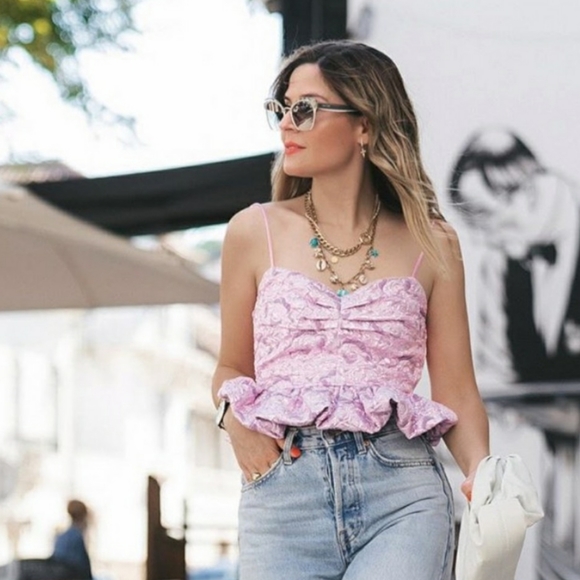 Zara limited edition strappy peplum top Jacquard - Picture 5 of 16